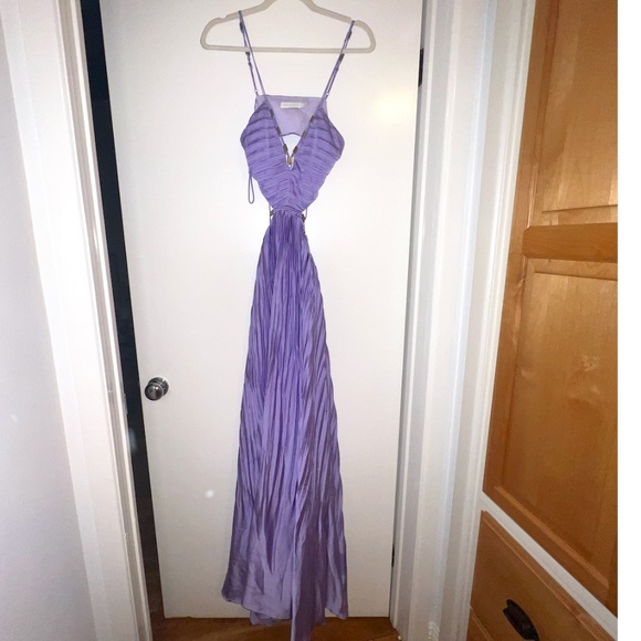 JONATHON SIMKHAI WOMEN’S MARLI CUT-OUT PLEATED MAXI DRESS, SIZE US 6, LAVENDER - Picture 2 of 15
